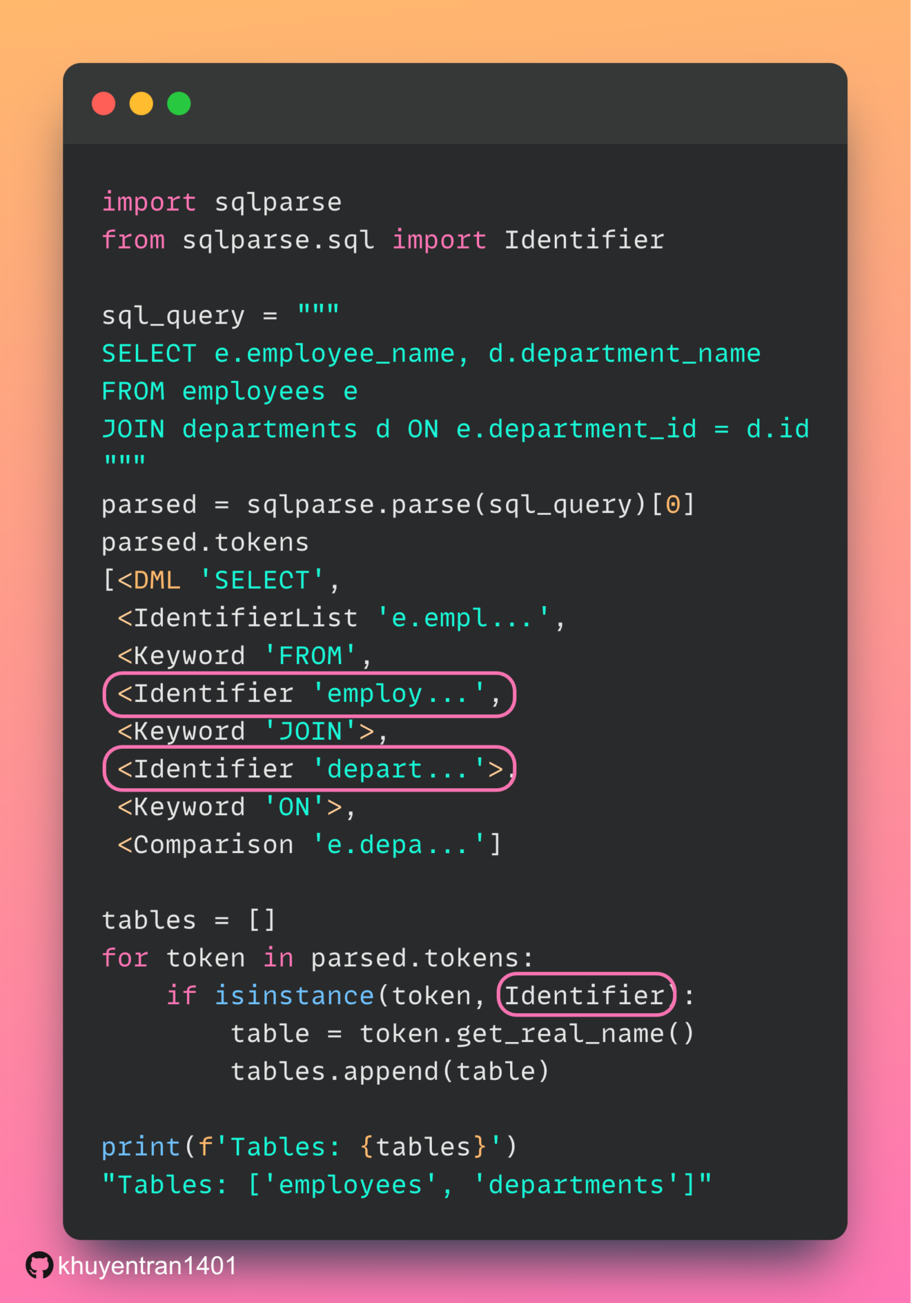 sqlparse: Extract Components From a SQL Statement in Python | CodeCut