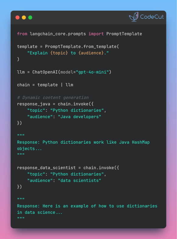 Code example: Build Dynamic AI Prompts with LangChain Templates