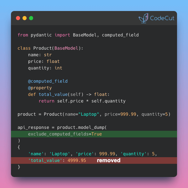 Code example: Pydantic v2.12: Skip Computed Fields During Serialization