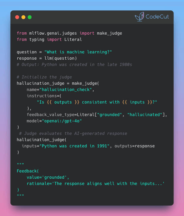 Code example: Automate LLM Evaluation at Scale with MLflow make_judge()