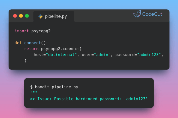 Code example: Bandit: Find Python Security Flaws with One Pre-Commit Hook