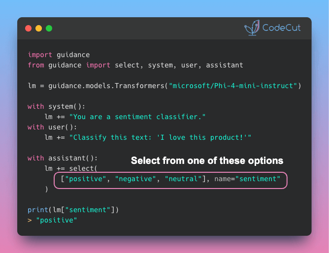 Code example: Guidance: One Function for Clean LLM Labels